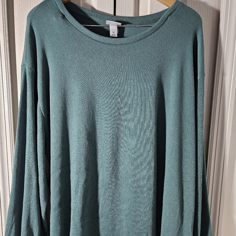 Ava & Viv Teal Crew Neck Lightweight Sweater